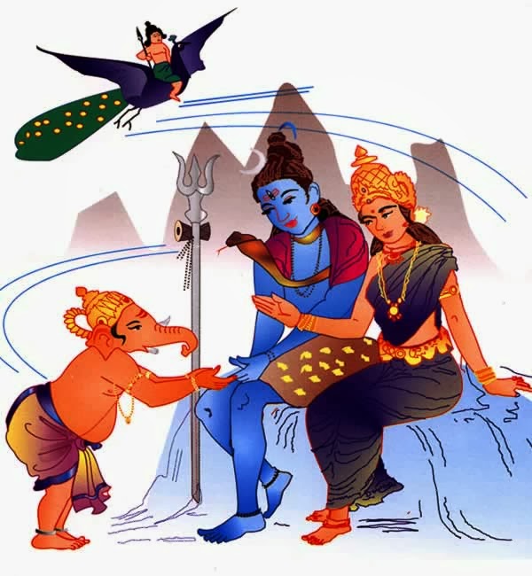 What is Ganesha and Kartikeya race story (correct) (original)