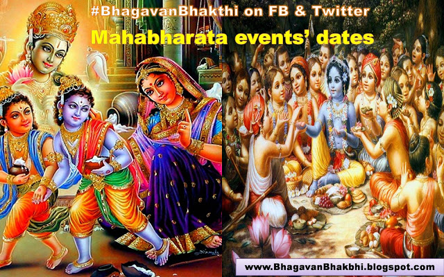 Mahabharata incidents (events dates) (time line) chronology (sequential order) | How many years ago Mahabharata happened