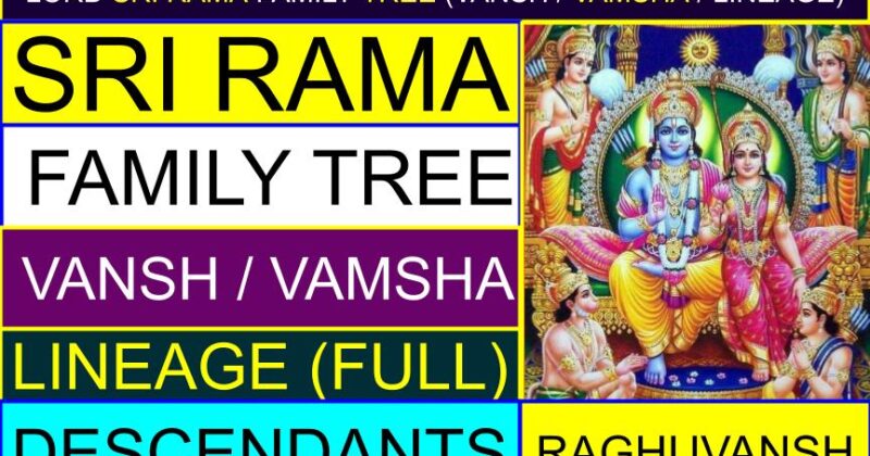 Lord Sri Rama family tree (vansh / vamsha / lineage, full) | What is the bloodline of Rama? | Who are the descendants of Lord Rama family? | Does Shri Ram family still exist? | Who are the ancestors of Lord Ram? | Raghuvansh family tree