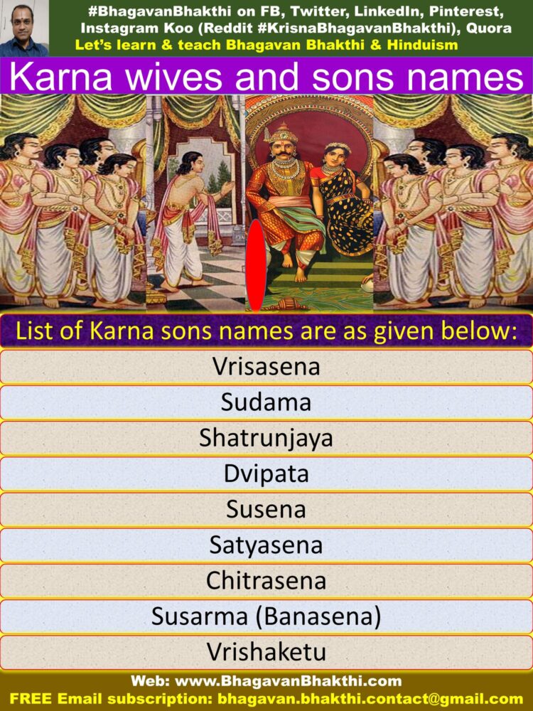 Karna Wives, Sons Names How Karna Sons Died Bhagavan, 47% OFF