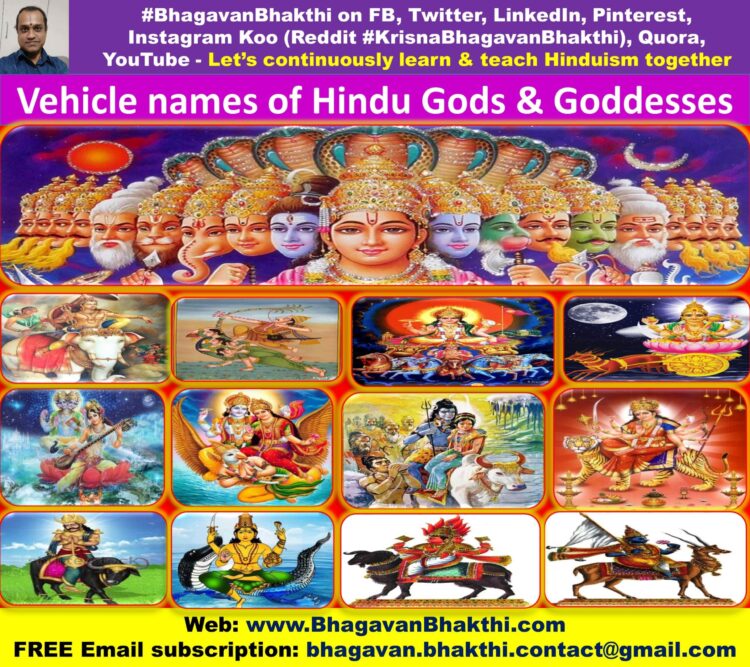 List of Hindu Gods & Goddesses vehicle (vahanas) names - Bhagavan Bhakthi ( Hinduism)
