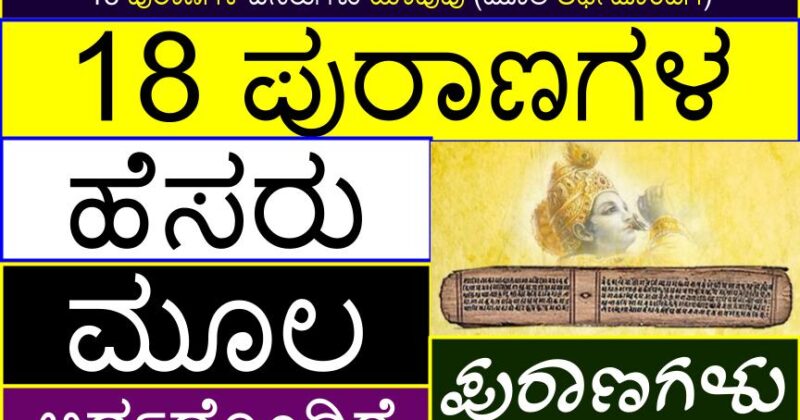 18 ಪುರಾಣಗಳ ಹೆಸರುಗಳು ಯಾವುವು (ಮೂಲ ಅರ್ಥದೊಂದಿಗೆ) | 18 Puranas names in Kannada (with basic meaning)